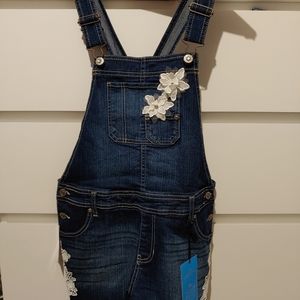 Girls denim short overalls